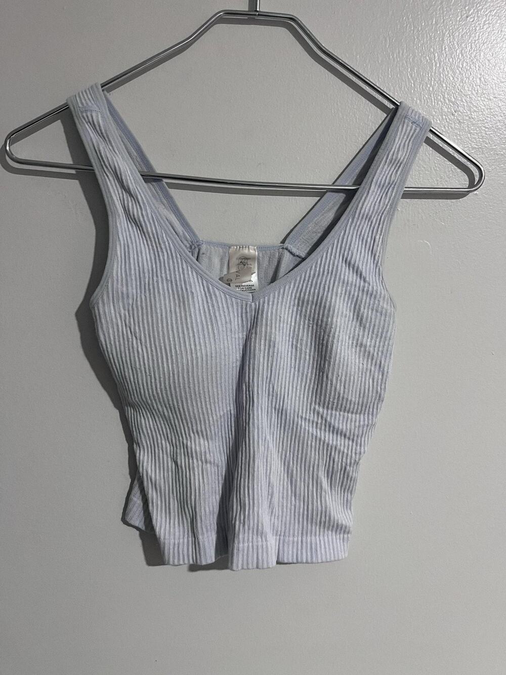 Revival Tank Womens S Gray Cropped Padded Stretch Jersey Summer Casual